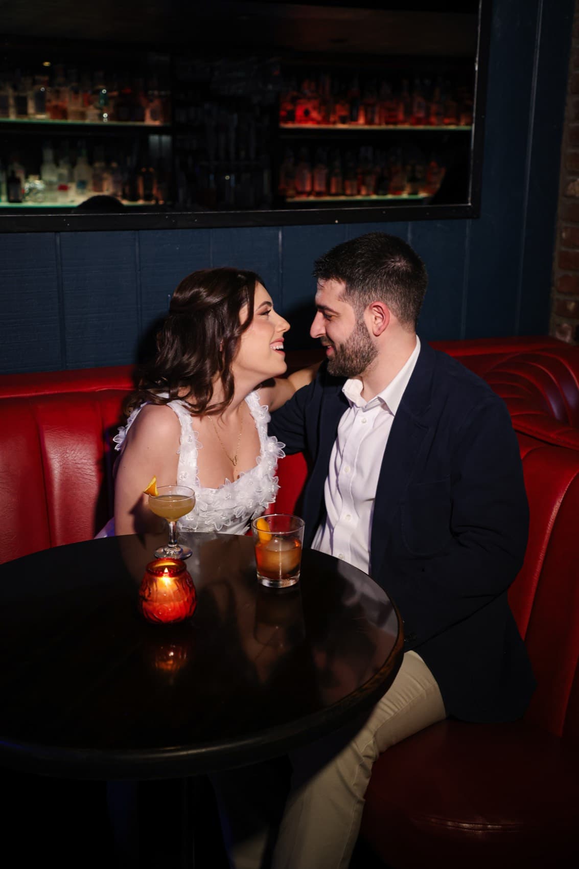 A quiet moment over drinks